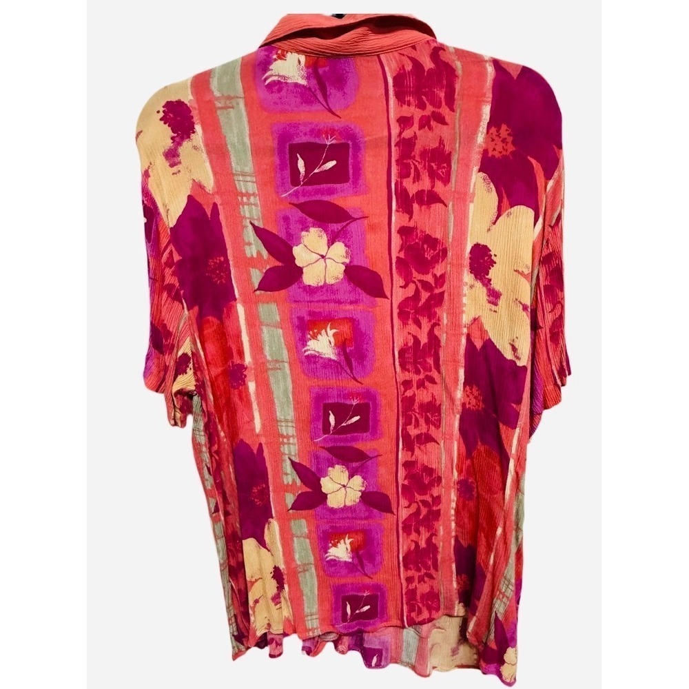 Fashion Bug Hawaiian Floral Collared Button Up Size 18/20 Plus Size 2000's - Picture 4 of 6